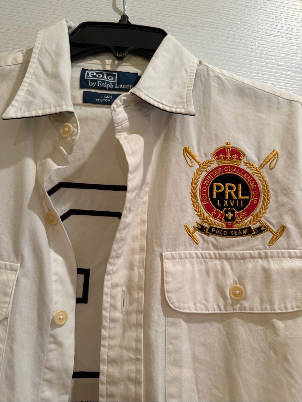 Polo by Ralph Lauren Vintage Cream Button-Down Shirt with PRL Crest - Picture 2 of 3